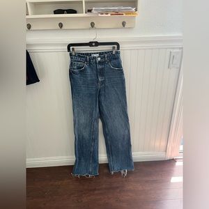 ZARA High Rise Dark Denim Straight Leg/Wide Jeans